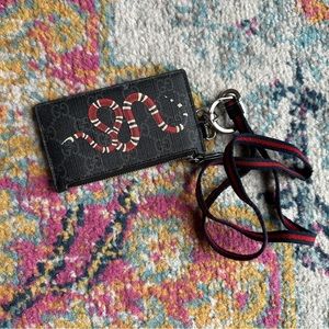 Gucci kingsnake print GG Supreme card case